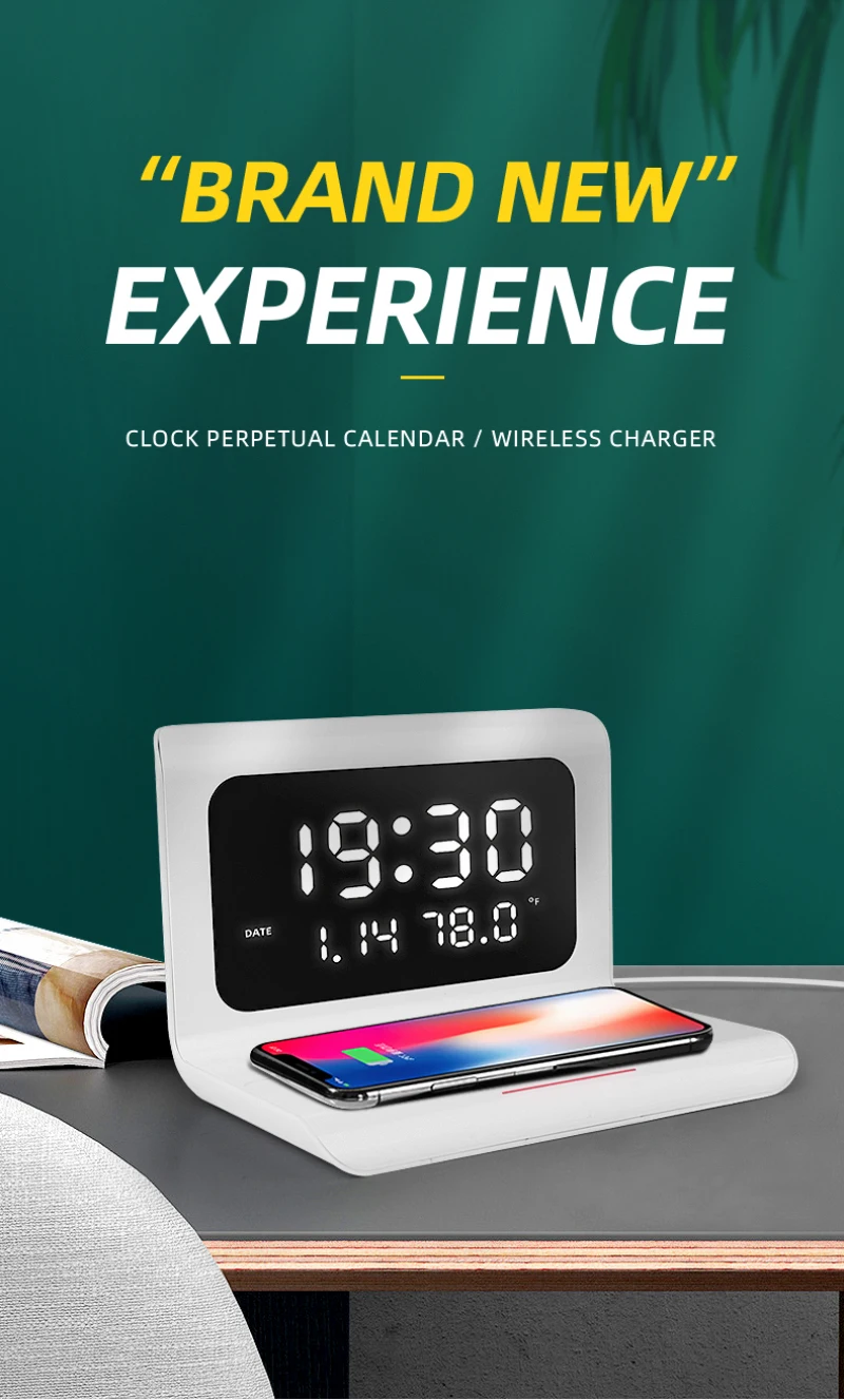 Креативные часы многофункциональные три в одном мобильные беспроводные зарядка