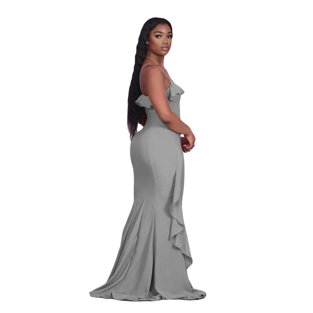 

FNOCE Summer Fashion Women's new Style Casual Loose Solid Color Sling Ruffle Dress Dress