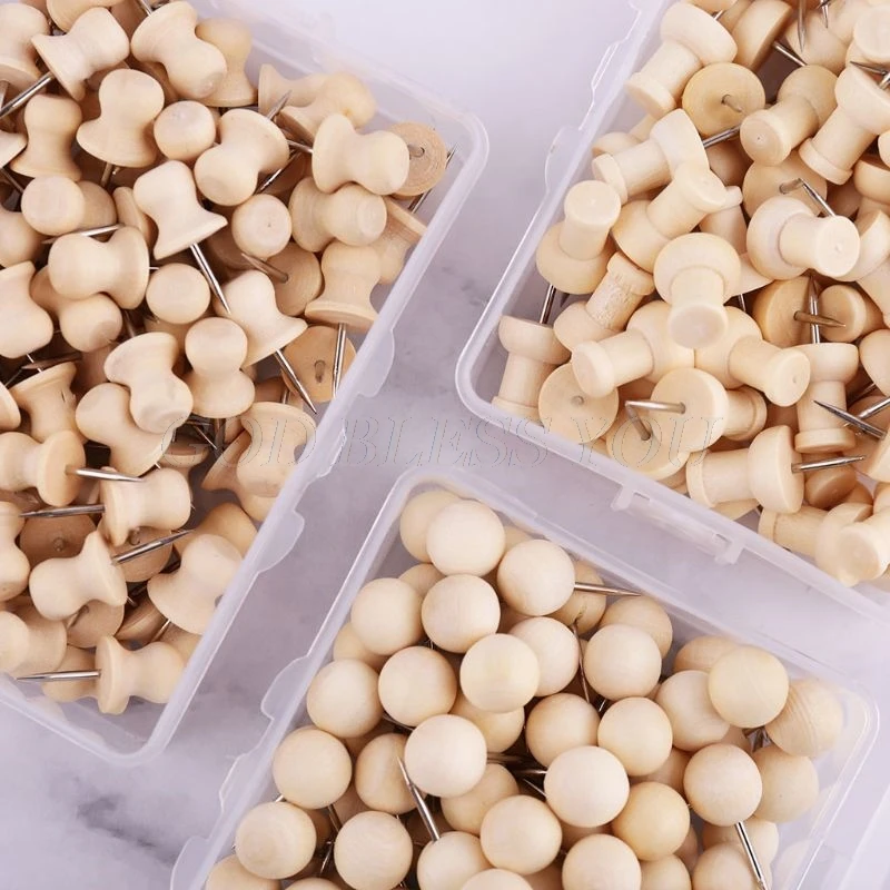 

Wooden Thumbtack Board Pins Pushpins Drawing Photo Wall Studs Nail School Suppy Drop Shipping