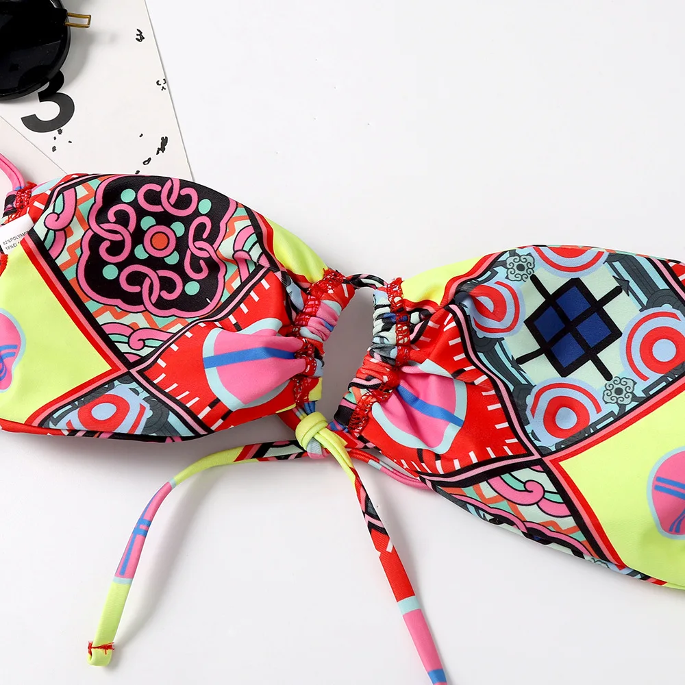 Модный комплект бикини с перекрестной повязкой купальный костюм кружевной