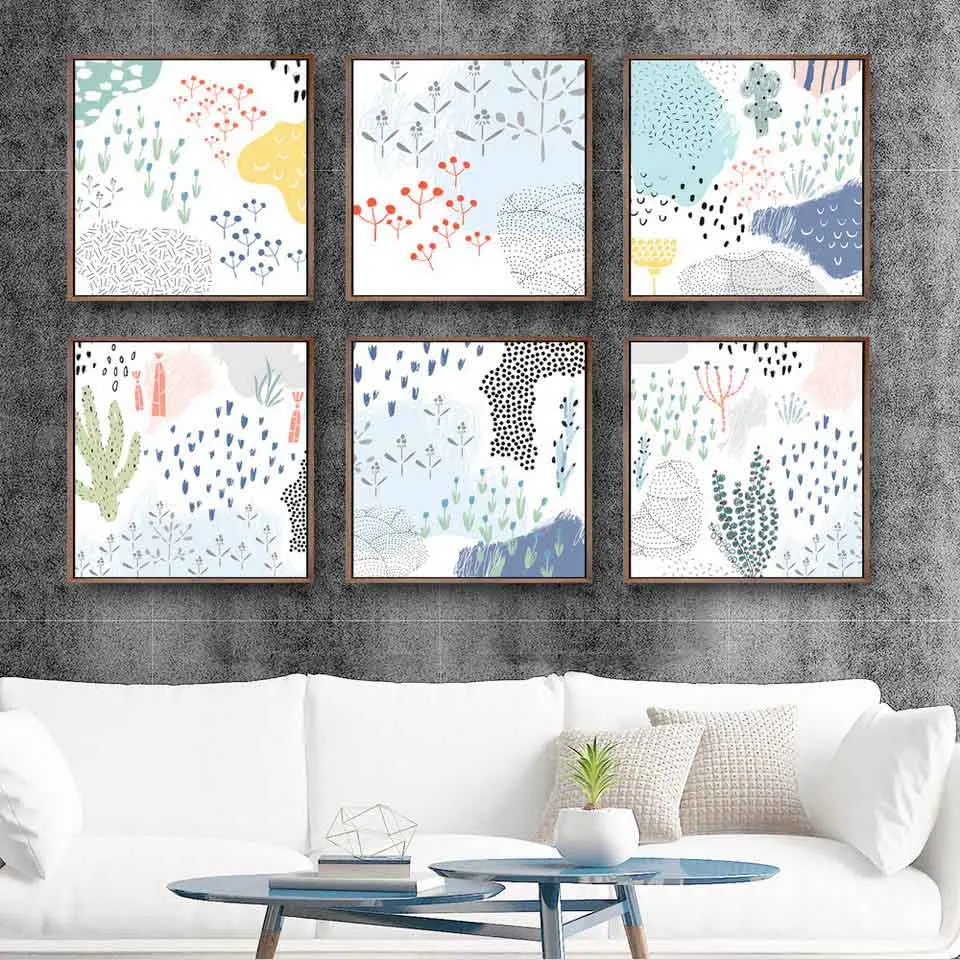 

Home Decoration Painting Print Canvas Wall Art Picture Square Poster Oil Unframed Drawings Geometric combination of plain flower