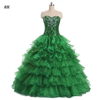 2021 green quinceanera dresses ball gown beading sweet 16 dresses formal prom party gown vestido de 15 anos bm187