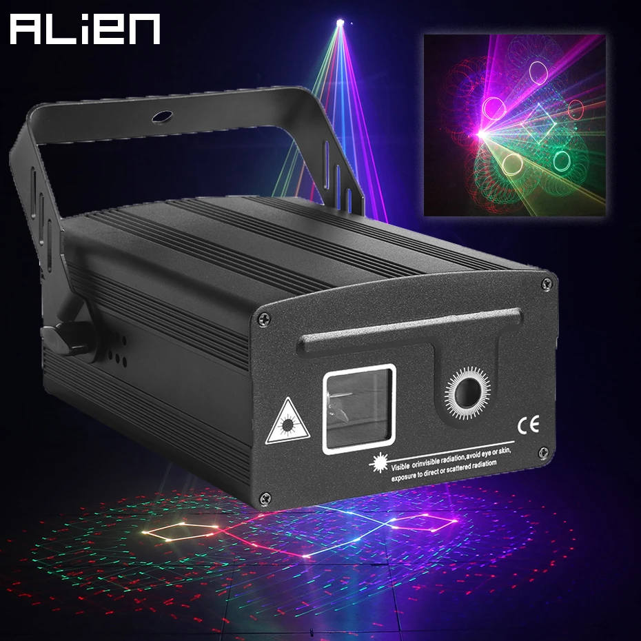 ALIEN RGB 7 в 1 лазерный проектор для сцены Эффект луча 3D иллюзия анимация ди-джей Дискотека вечерние свадебные Рождественские Праздничные огни