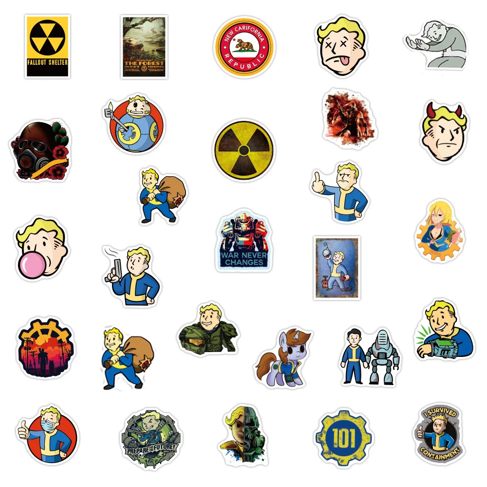 103050pcs cartoon fallout game stickers diy motorcycle laptop guitar car phone bike skateboard graffiti decal sticker kid toys free global shipping