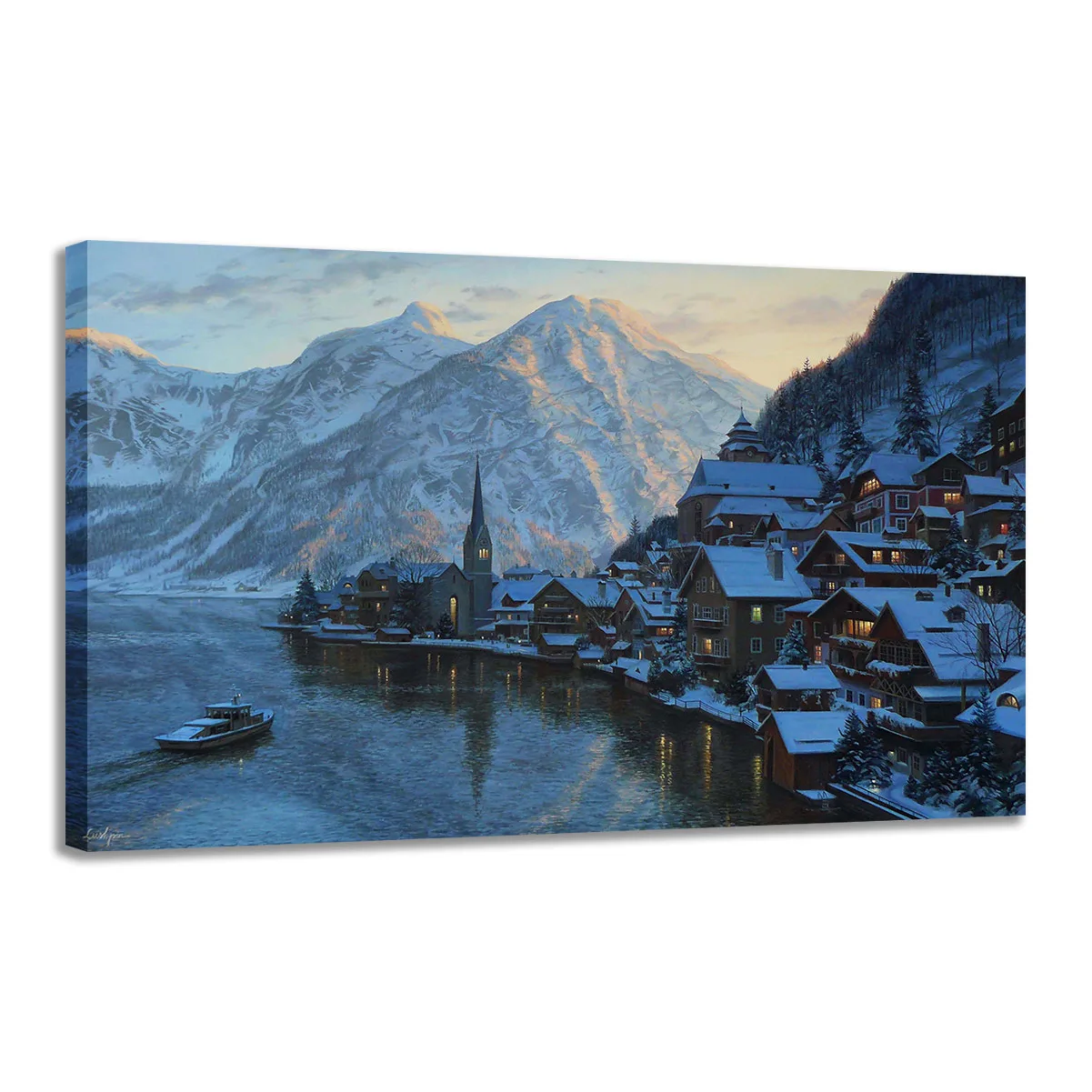 

Winter City Landscape Canvas Painting Snow Landscape Wall Art Poster and Prints Pictures for Home Living Room Decoration
