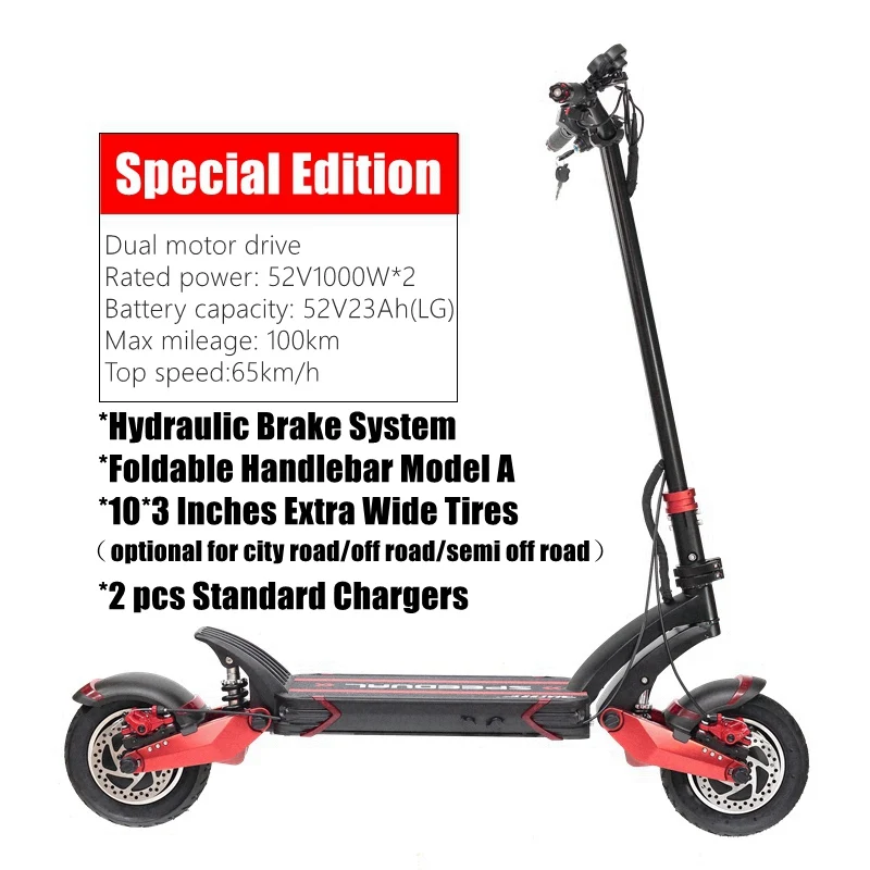 Macury Speedual 10 дюймов двойной электроскутер 52 в 2000 Вт внедорожный E-скутер 65 км/ч двойной привод T10-ddm Zero 10X внедорожный - Цвет: Special