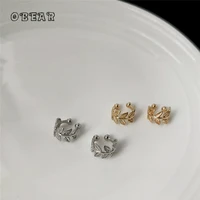 obear korea 14k real gold plating exquisite leaf shiny ear bone clip ladies non piercing adjustable opening daily jewelry