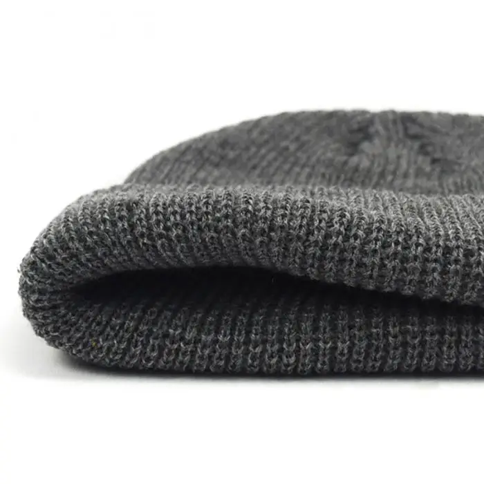 

Unisex winter warm Men's knitted skullcap casual cuff brimless Hip Hop hat short melon ribbed ski fisherman docker beanie hats