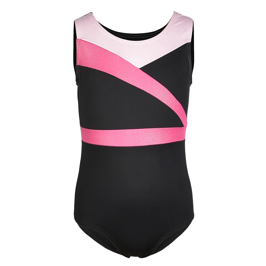 Детские блестящие гимнастические искусственные элементы без рукавов черные