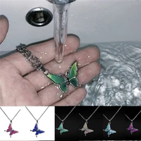 temperature control color changing necklace butterfly choker necklace for women 2020 new fashion men stainless steel butterfly