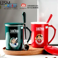 cartoon ceramic coffee mug with lid one creative mug personality drinking cup trend ceramic coffee cup couple cute female gift