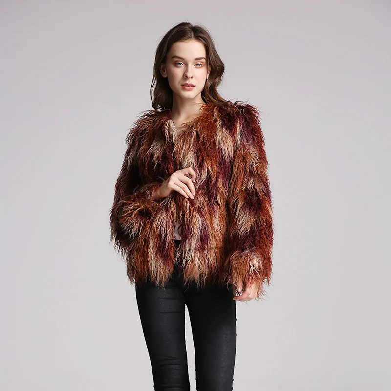 Large Women's Fur Imitation Fur Coat Color Beach Wool Women's Short Coat