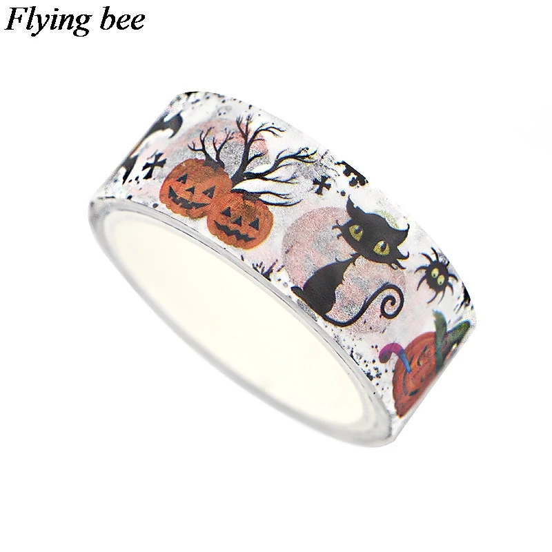 Flyingbee 15 мм X 5 м Бумага васи лента Хэллоуин Тыква клейкая лента DIY Скрапбукинг страшная наклейка этикетка маскирующая лента X0610