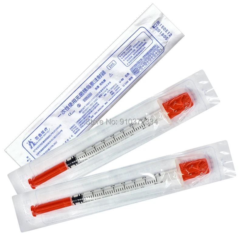 

100Pcs/lot 1mL Disposable Plastic Sterile Insulin Syringe