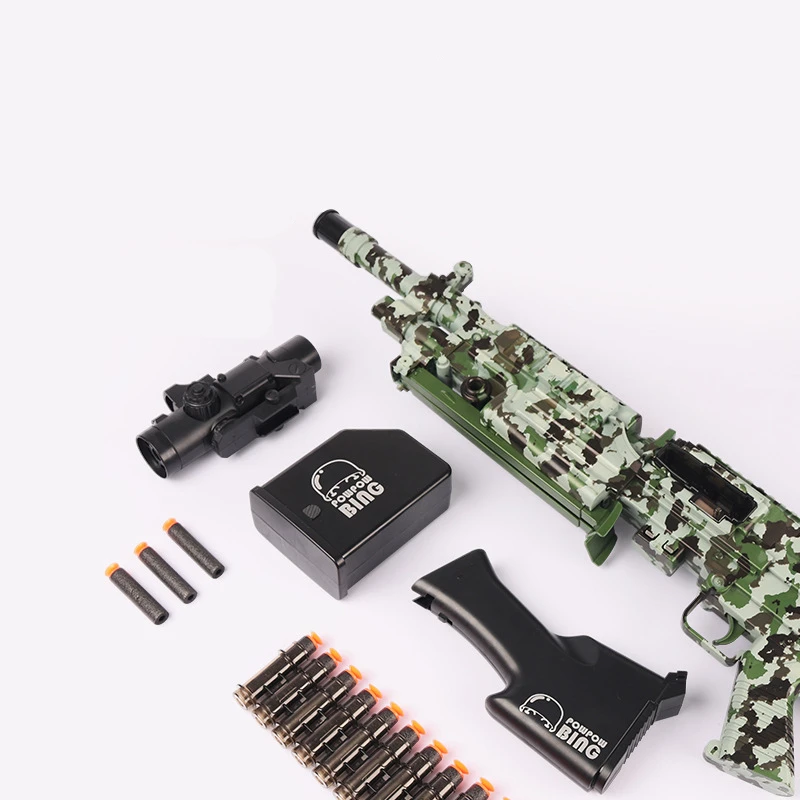 Пистолет-пулемет M249 электрический с мягкими пулями для детей и взрослых | Игрушки