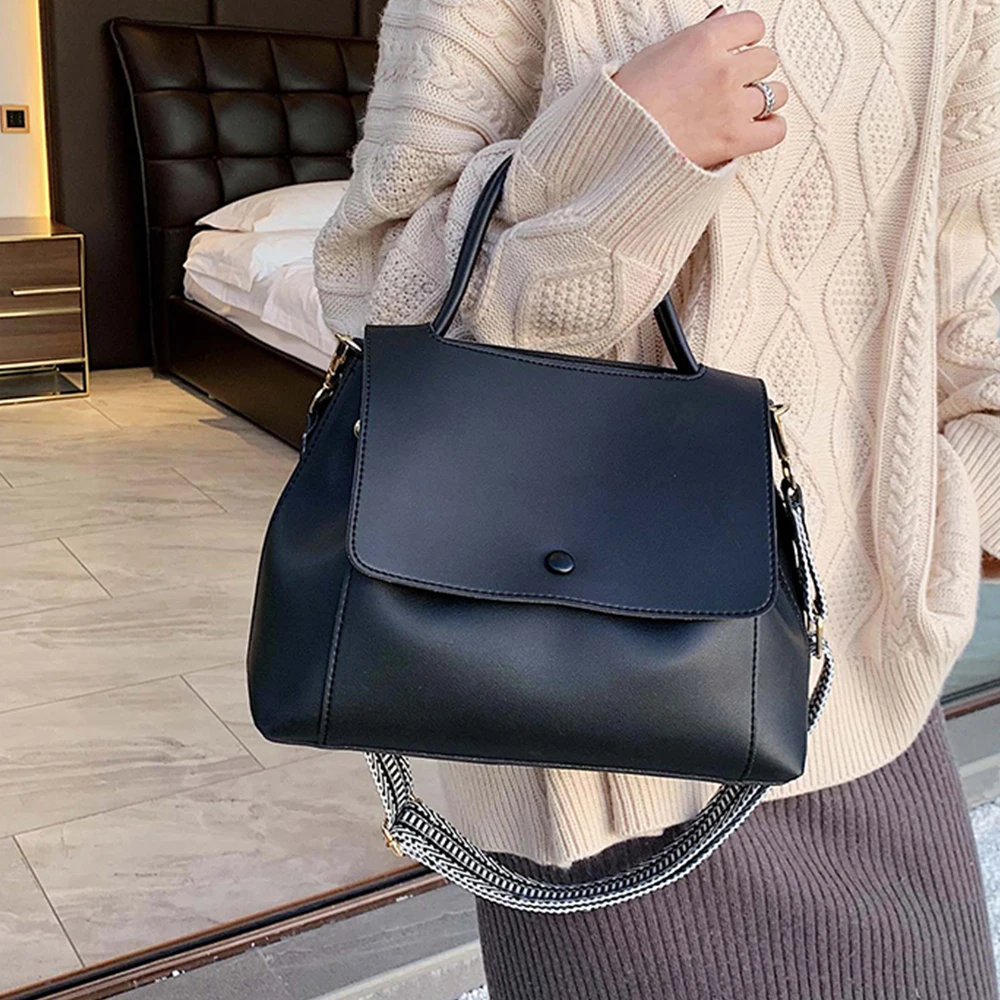 Модные сумки через плечо из искусственной кожи для женщин 2020 однотонная