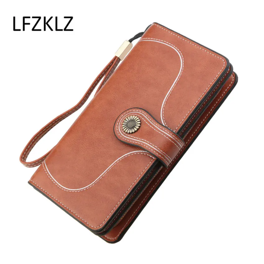 

LFZKLZ Hot Selling Women's Wallet Purse Folding Clip Card Holder Thin Long Purse Slim Wallet Women Leather Female Wallets