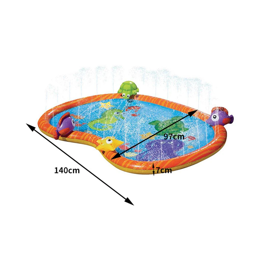 

140Cm Kids Inflatable Water Spray Pad Summer Round Water Splash Play Pool Playing Sprinkler Mat Yard Outdoor Fun Swimming Pools
