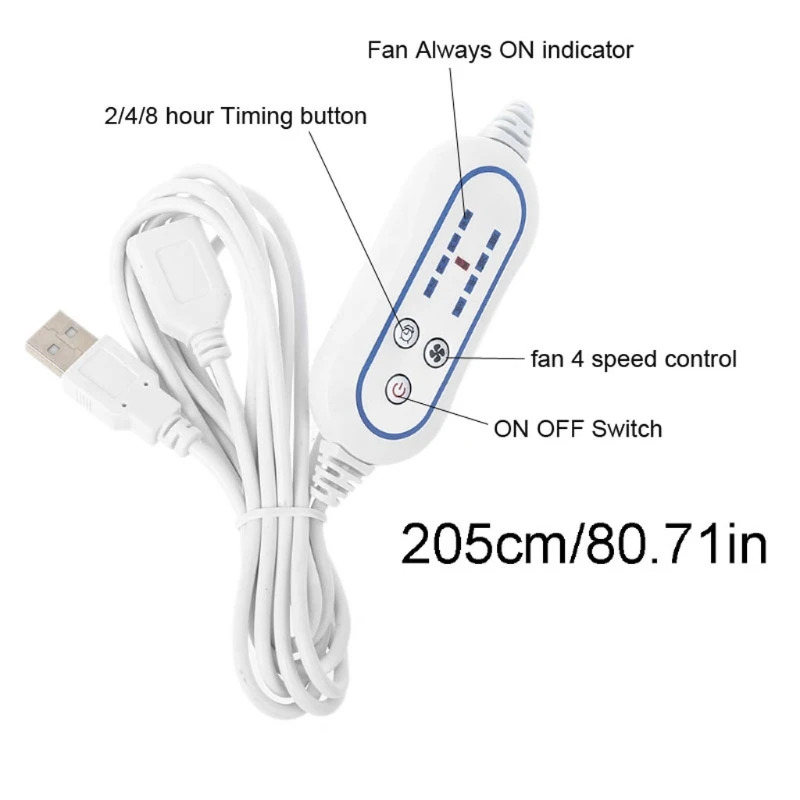 

Silent 6 Leaves USB Powered Canopy Ceiling Fan 2/4/8 Hours Timer 4 Speed Hanging Fan for Outdoor Camping Home Bed Tent School an