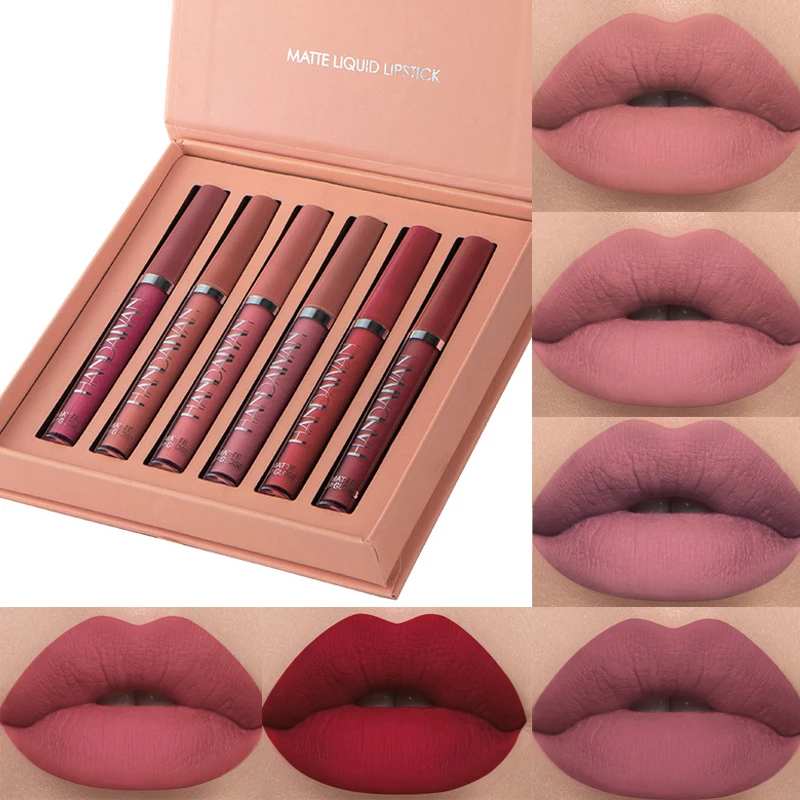 

6 Colors/set Lip Makeup Lipstick Lip Gloss Long Lasting Non Sticky Moisturizing Lip Cosmetics Red Lip Matte Waterproof Lipsticks