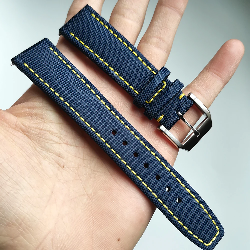 High quality watchband For IWC series handmade blue 20 22mm leather men's high-end carbon fiber Weave straps Universal Wristband