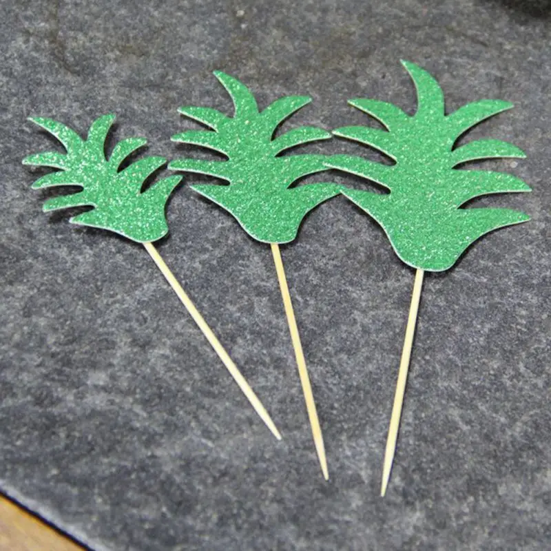 3 шт. ананасовые листья торты Пальмовые Листья кексы вечерние украшения для торта