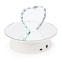 20cm stylish mirror surface electric motorized rotating display turntable for jewelry toys modelwatches display stand