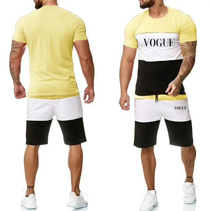 

Summer Men's Tracksuits Men Sport Suit T-shirt+Shorts Two Piece Set Quick Dry Breathable Cool Male Fashion Casual Suits Popular