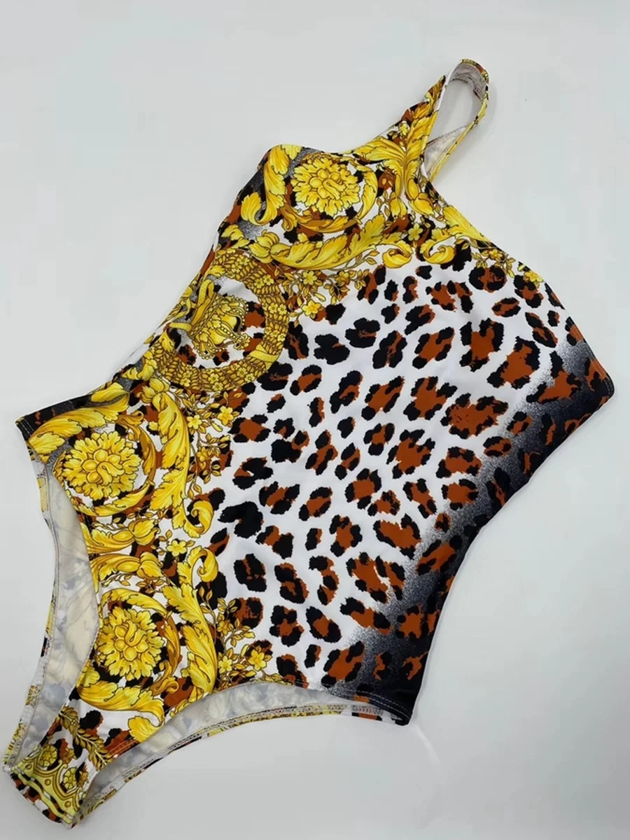 Женский модный сексуальный купальник с леопардовым принтом на одно плечо