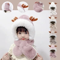 2021 toddler girlboy baby ear protection hat splice cap scarf integrated set elephant pattern thicken hats outdoor wear