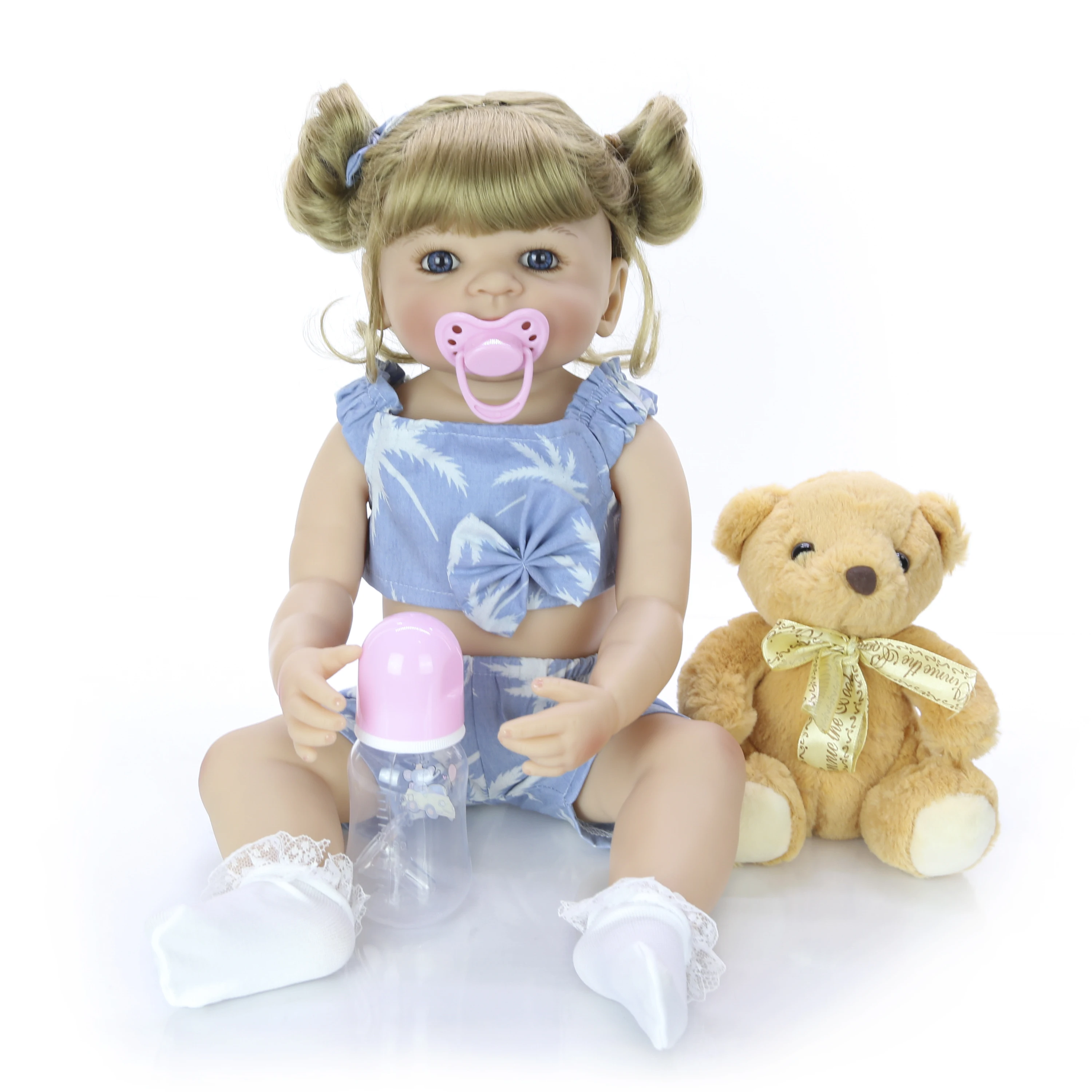 Новое поступление 22 дюймов силиконовые всего тела Reborn Baby Doll модное платье