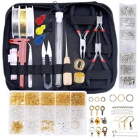 jewelry making supplies kit with jewelry tools open jump rings lobster clasps crimp beads screw eye pins head pins earing hooks
