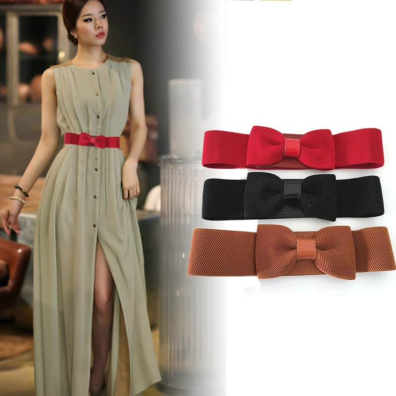 

Women Big Bow Waistband Elastic Wide Stretch Waist Belt New Designer Belts Straps for Girls Clothes Accessories