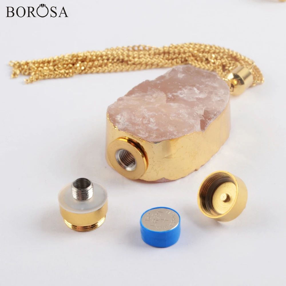 Кварцевые амулеты BOROSA с золотым покрытием и кисточками из натурального агата