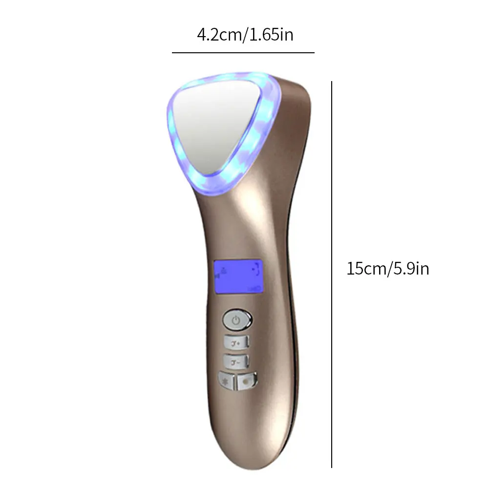 

Hot Cold Face Skin Care Massager Skin Lifting Vibration Massager Face Anti-wrinkle Machine for Anti-aging Shrink Pores Golden
