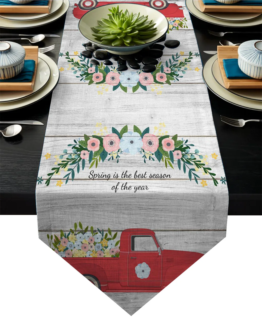 Весенние красные скатерти на колесиках с цветами и деревянным лицевым покрытием