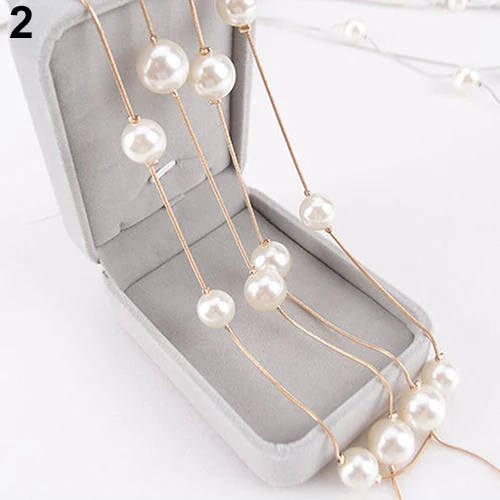 Жемчужное ожерелье для женщин длинные белые хрустальные бусины с застежкой