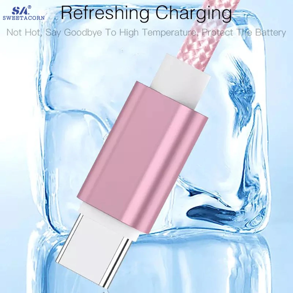 Нейлоновый USB-кабель для передачи данных 1 м 2 3 Huawei Xiaomi 8 Samsung S8 S9 Oneplus Motorola iPad