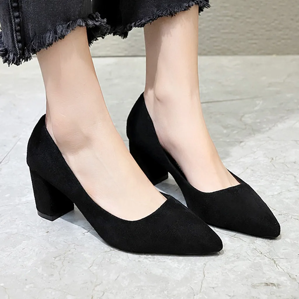 Офисные туфли лодочки с острым носком на высоком каблуке для женщин модные