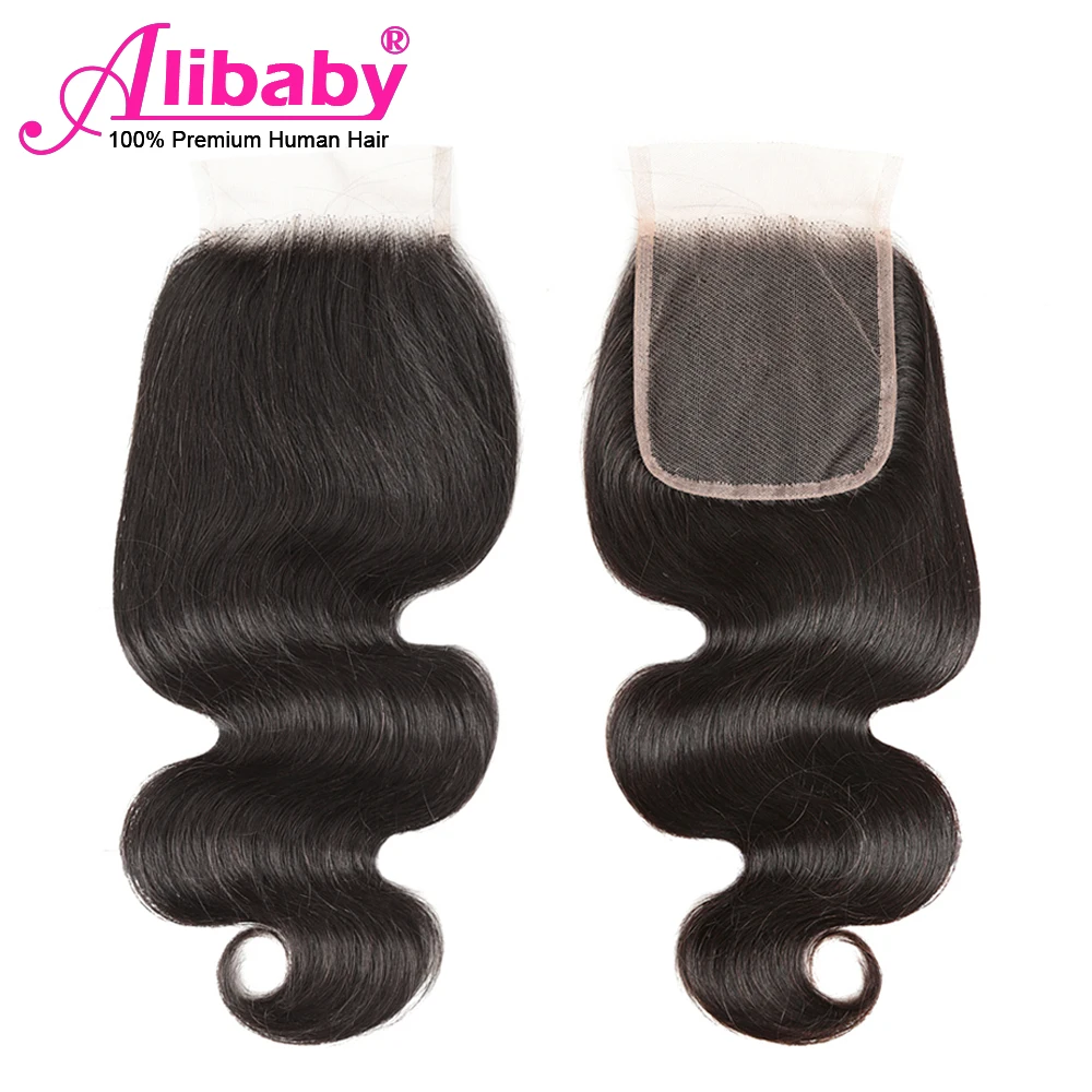 Alibaby перуанские человеческие волосы закрывающие волнистые не Реми 4 ×