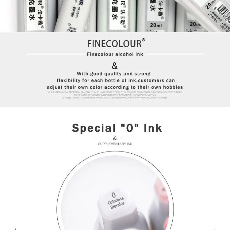 Finecolour EF900 художественные масляные спиртовые чернильные маркеры 20 мл EF100/101/102 универсальные пополняющие/добавляемые/Заполняемые жидкие чернила 480 цветов