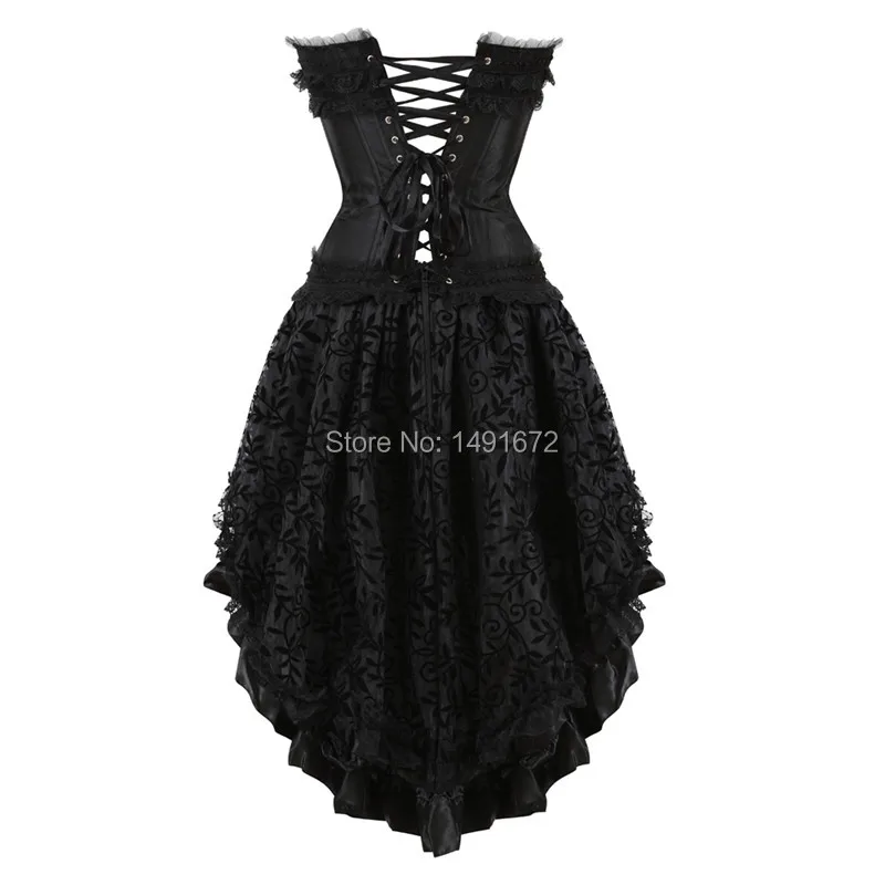 

Bustiers Party Women Plus Size Vintage Sexy Black Burlesque Corset and Skirt Set Lace Corset Dress Gothic Gowns Corsets