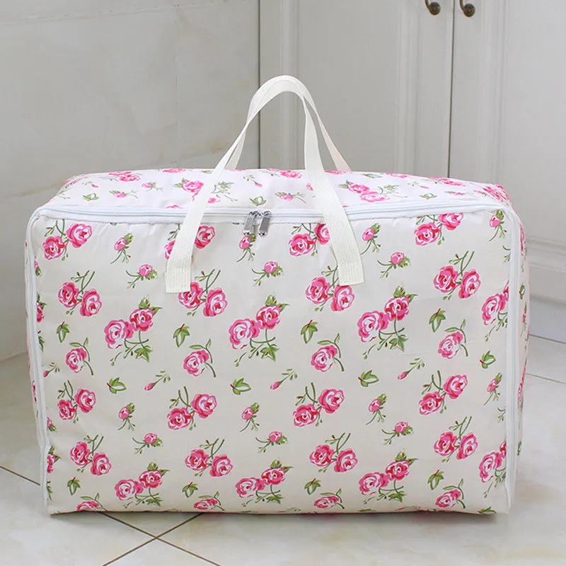 

Oxford Fabric Storage Bag Quilt Organizer Visual Window Storage Bag Large Capacity Travel Storage Bag Pure Color Hand Package