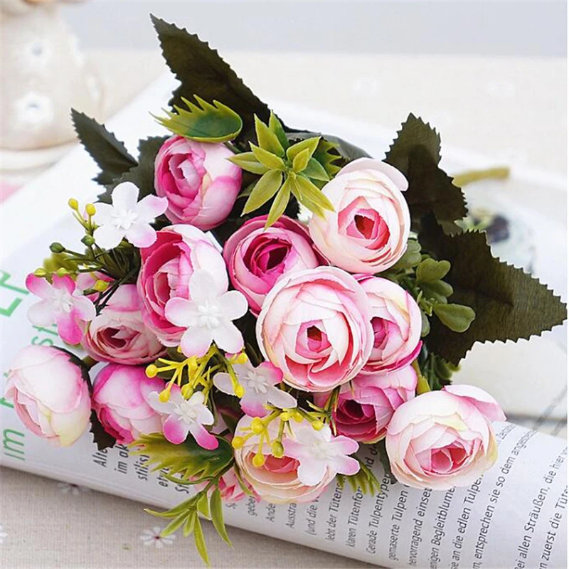 Шелковый Искусственный Пион пионы искусственные Цветы маленькая Роза Чай Почки