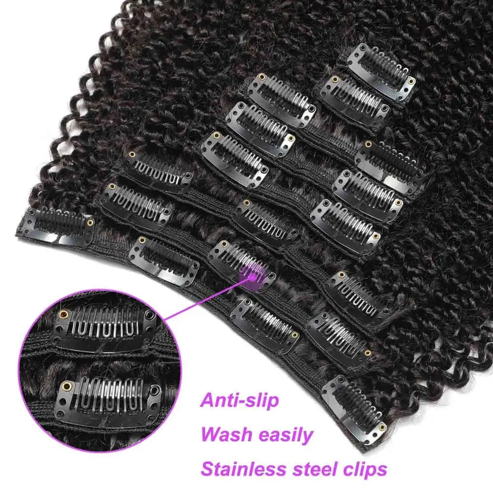 ShowCoco заколка для волос наращивание человеческих афро курчавые вьющиеся клипсы