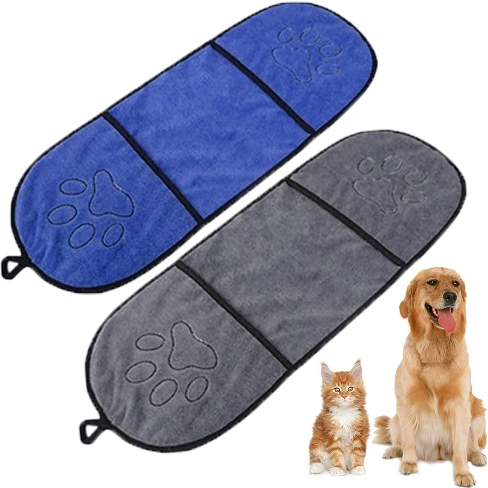 

Dog Towel Super Absorbent Pet Bath Towel Microfiber Dog Drying Towel With Double Pocket for Small, Medium, Large Dogs and Cats