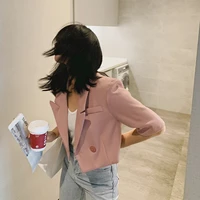 2021 pink womens cropped jacket blazer suit with shorts coats clothing spring summer female outfit office za woman short sleeve