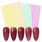 1 лист стикер для ногтей флуоресцентные полоски линии Цветные 3D лента клейкая лента для дизайна ногтей DIY Типсы для ногтей
