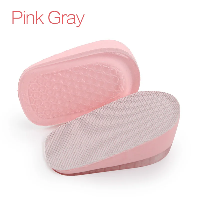 Pink Gray S Size Новые увеличивающие рост Стельки колодки подошвы для обуви для женщин и мужчин силиконовый гель Лифт Невидимый Увеличение обуви вставки для пяток мягкие вставки - Цвет: Pink Gray S Size
