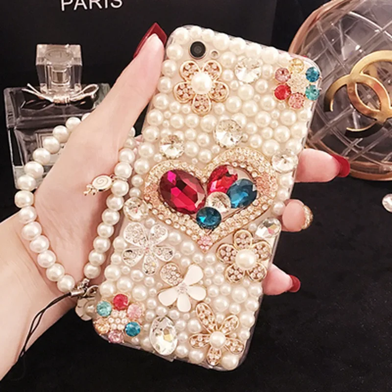 

Fashion Silicone TPU Case for iphone 12 mini 11 pro max X 10 XR XS MAX 7 8 6s Plus Colorful pearl Soft Protection Cover lanyard